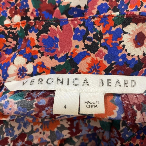 Veronica Beard Silk Chilton Blouse Pink Floral 4 - Picture 15 of 16